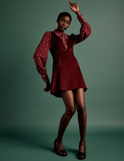 NC x Lisou Burgundy Wool Blend Pinafore Dress