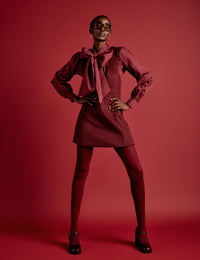 NC x Lisou Burgundy Wool Blend Pinafore Dress