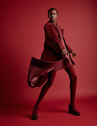 NC x Lisou Burgundy Wool Blend Tailored Longline Coat