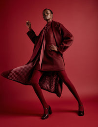 NC x Lisou Burgundy Wool Blend Tailored Longline Coat