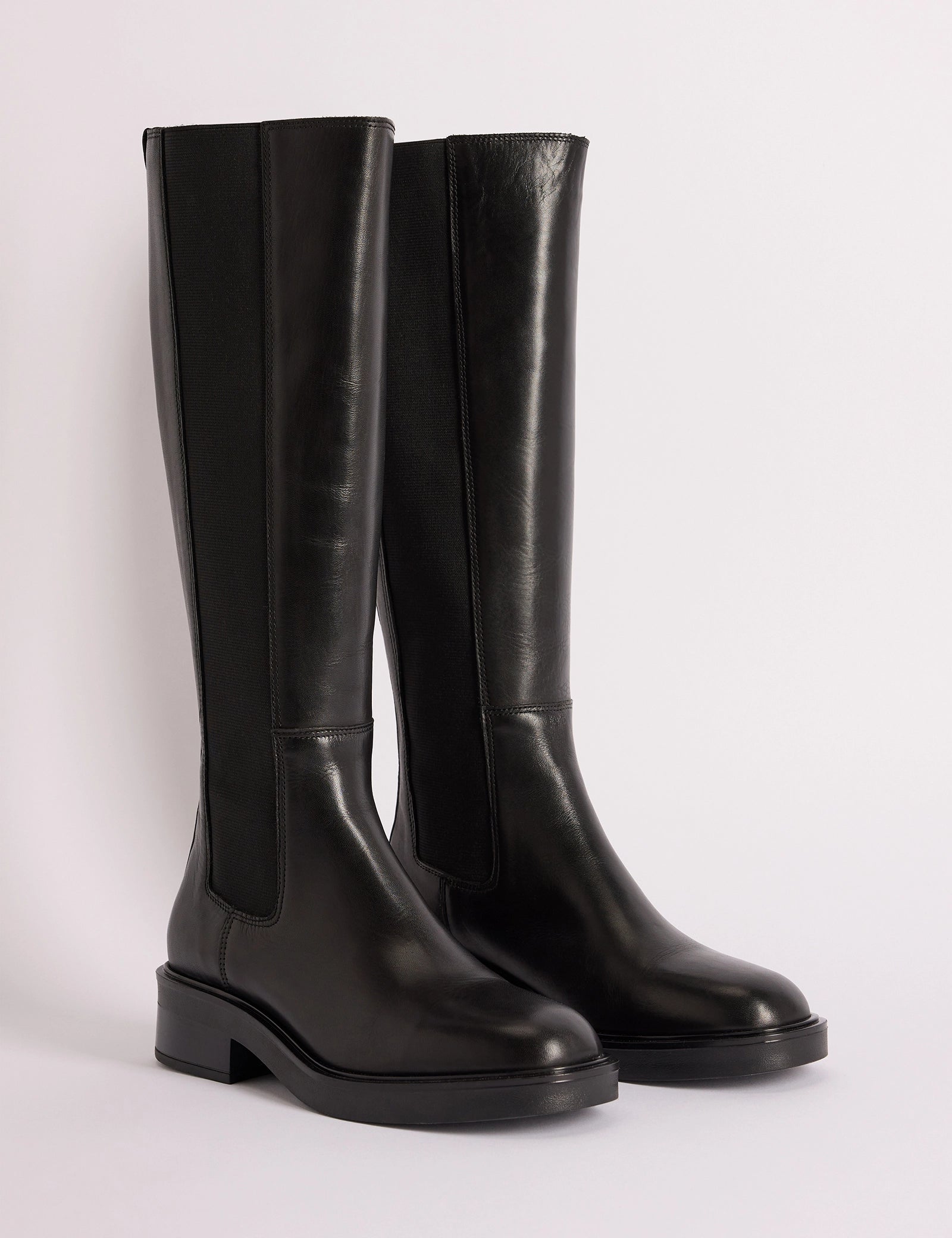 Black Leather Knee High Boots