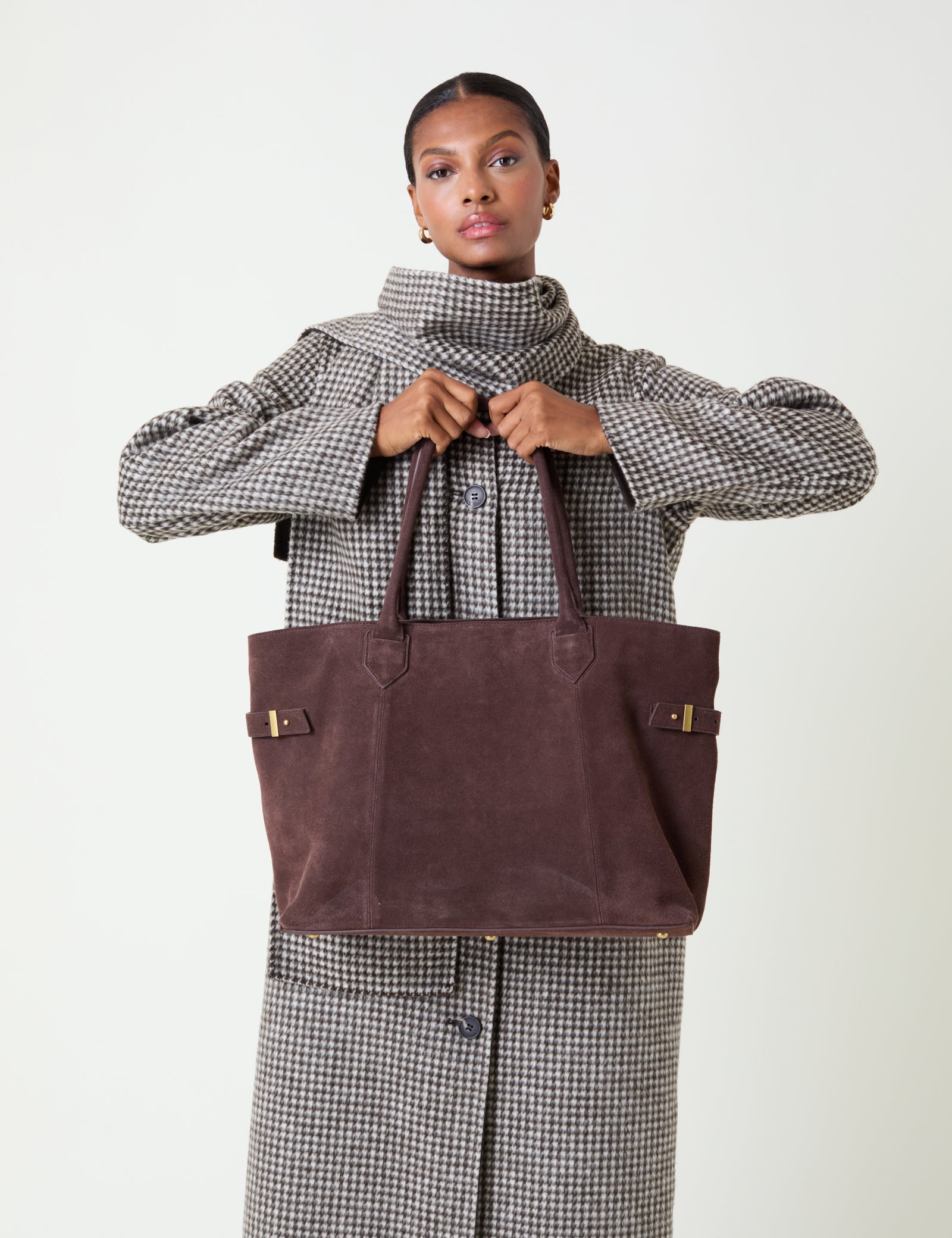 Chocolate Brown Suede Tote Bag