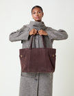 Chocolate Brown Suede Tote Bag