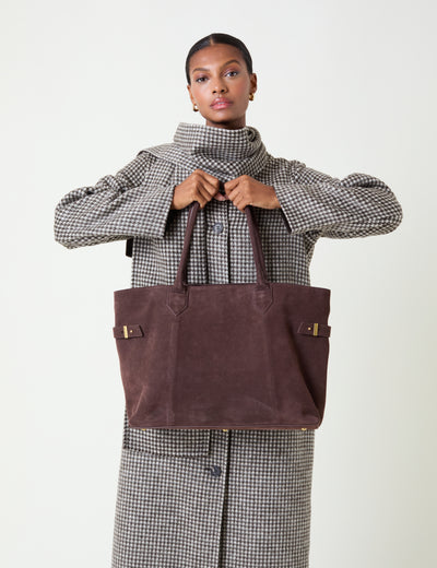Chocolate Brown Suede Tote Bag