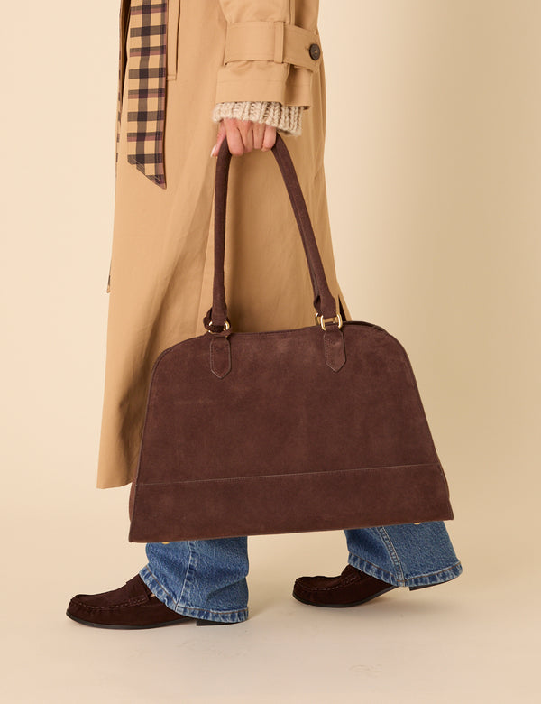 Brown Suede Shoulder Bag