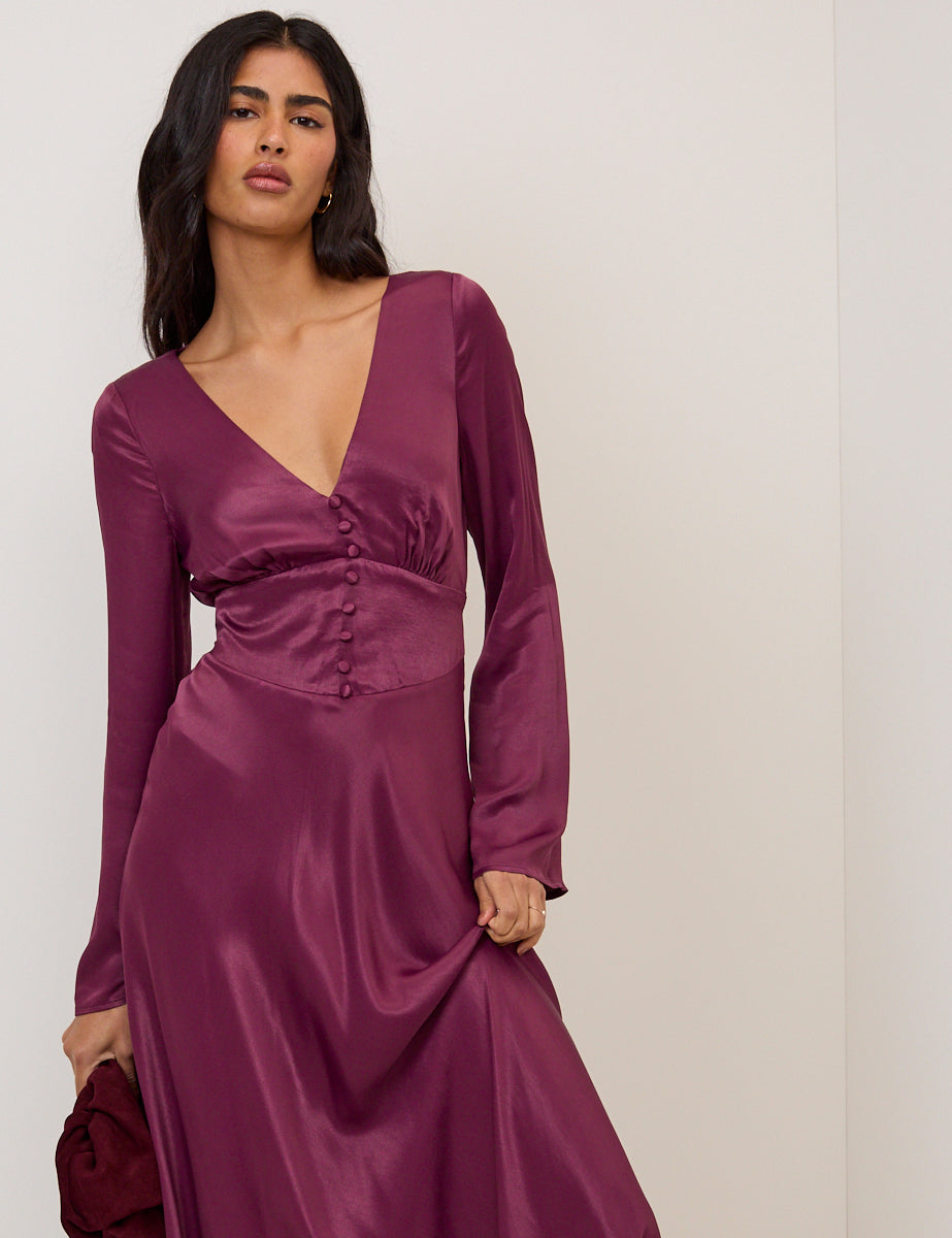 Purple Satin Stella Midi Dress Purple Satin Stella Midi Dress