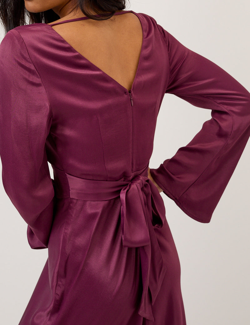 Purple Satin Stella Midi Dress