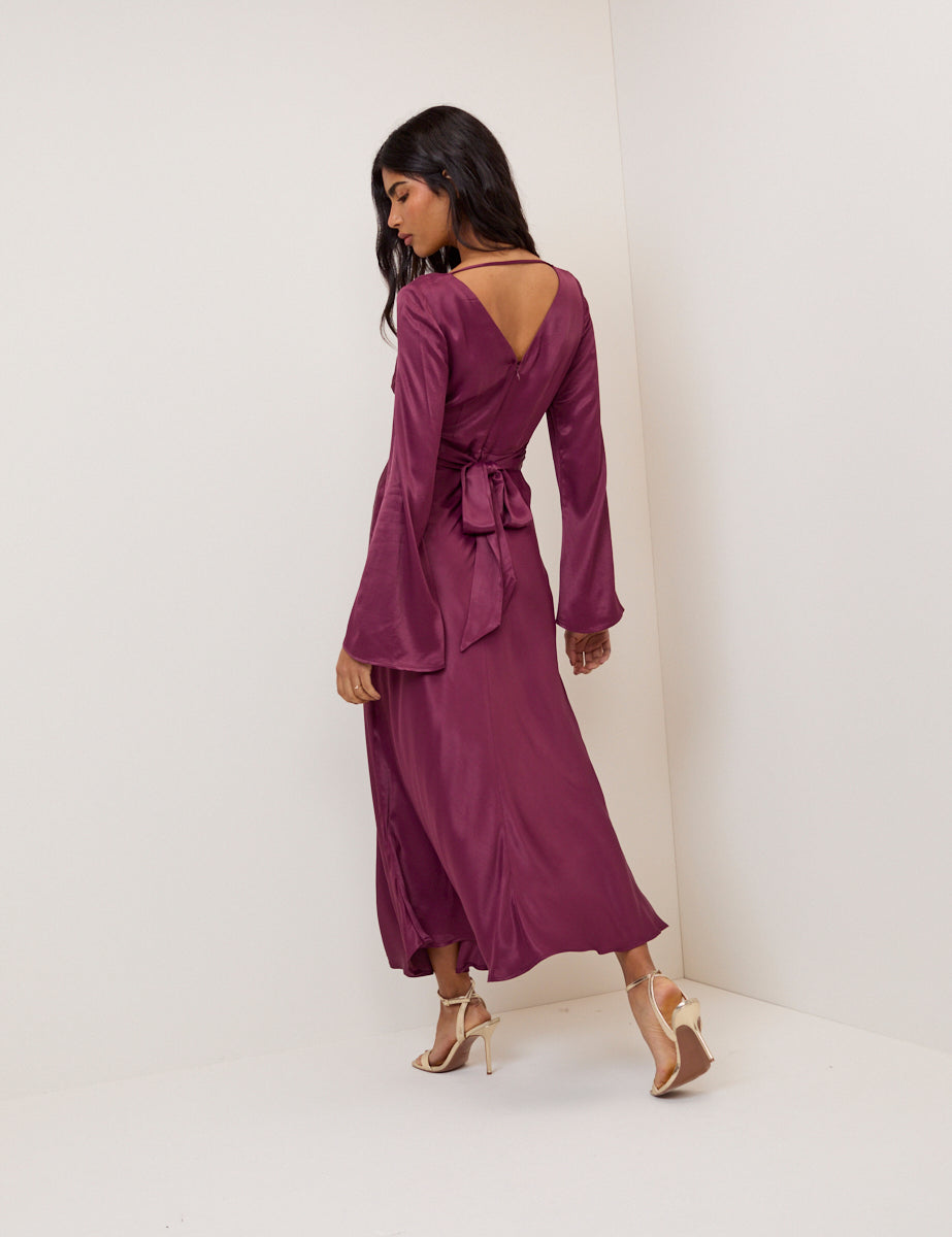 Purple Satin Stella Midi Dress Purple Satin Stella Midi Dress