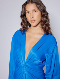 Electric Blue Balloon Sleeve Adina Midi Dress