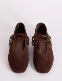 Chocolate Brown Suede Ballet Flats
