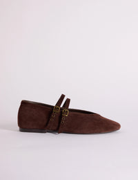 Chocolate Brown Suede Ballet Flats