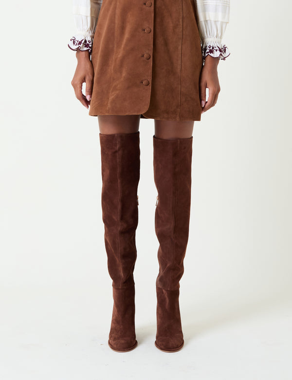 Tan Suede Thigh High Boots