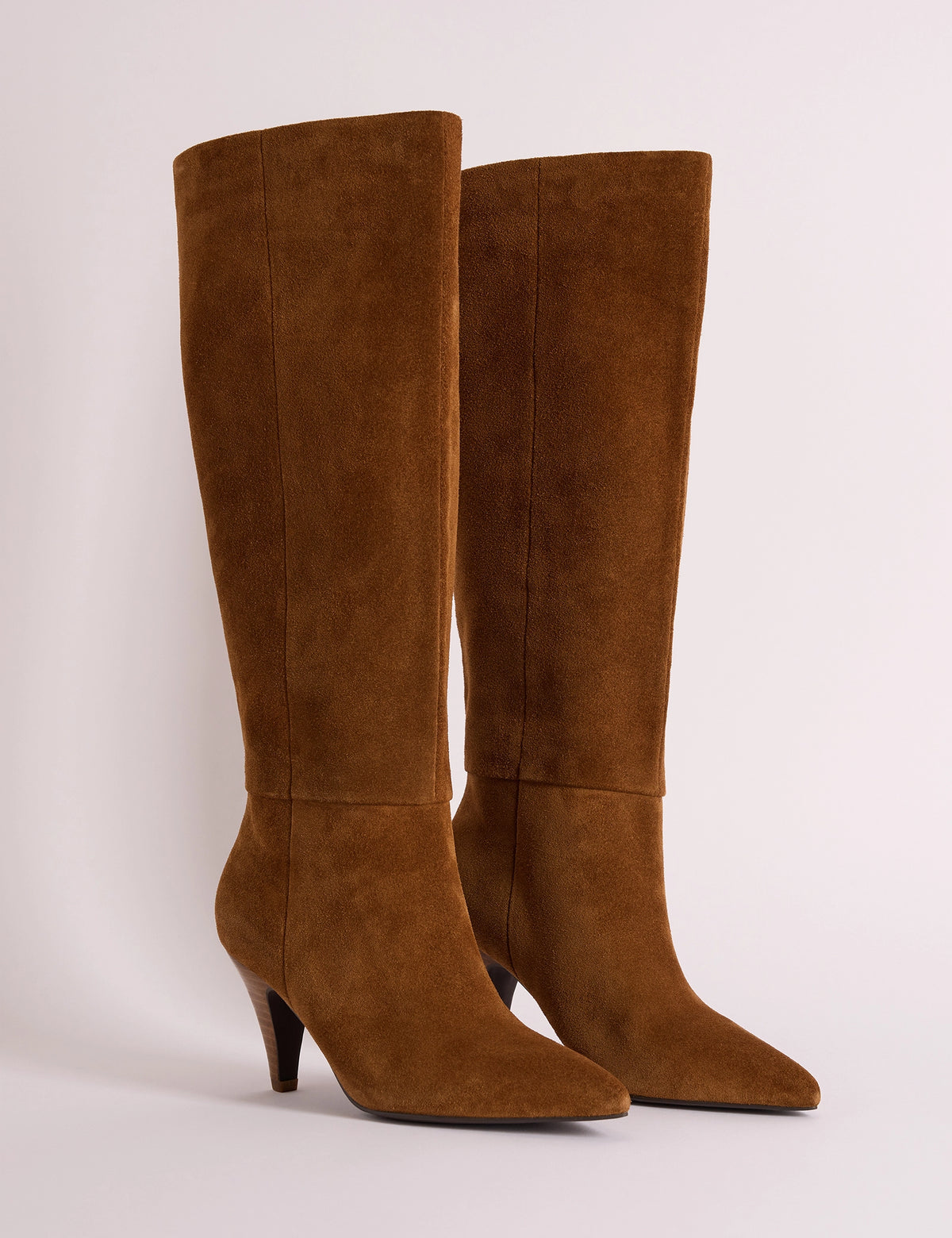 Brown Suede Knee High Heeled Boots