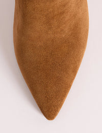 Brown Suede Knee High Heeled Boots