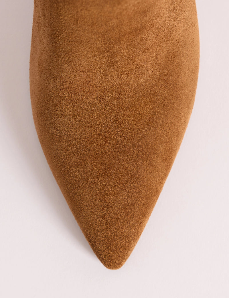 Brown Suede Knee High Heeled Boots