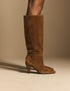 Brown Suede Knee High Heeled Boots