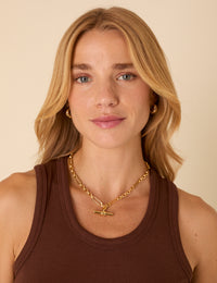 Gold Plated T-Bar Necklace