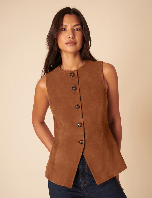 Brown Suede Waistcoat