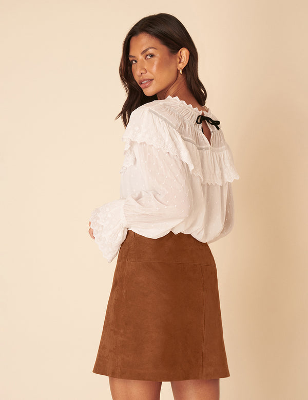 Brown Suede Mini Skirt