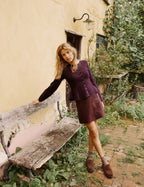 Burgundy Leather Mini Skirt
