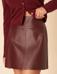 Burgundy Leather Mini Skirt
