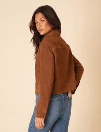 Brown Suede Cropped Jacket