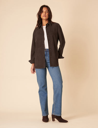 Dark Brown Suede Shirt