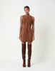 Brown Suede Eleanor Mini Pinafore Dress