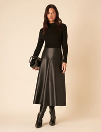 Black Leather Midi Skirt