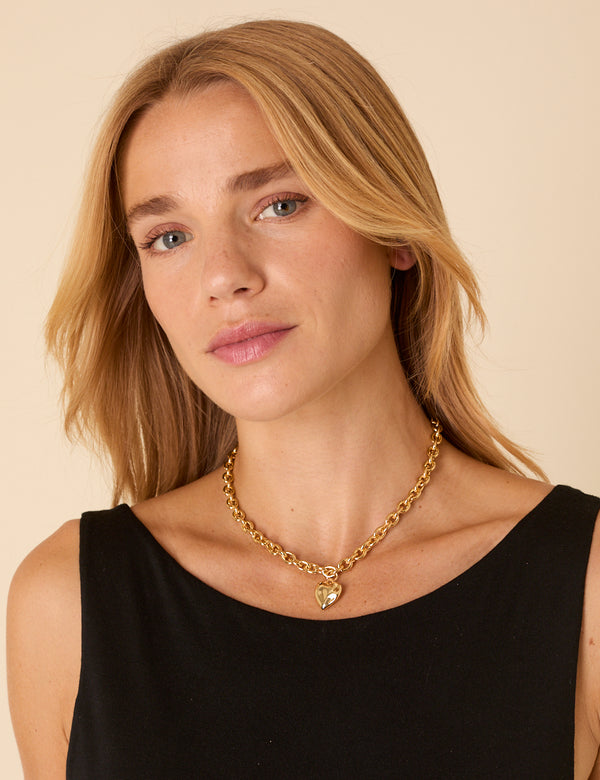 Gold Plated Chunky Heart Necklace