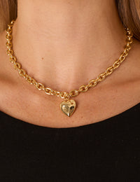 Gold Plated Chunky Heart Necklace