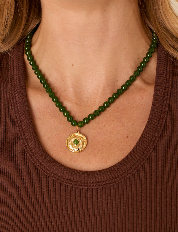 Gold Plated Beaded Coin Necklace