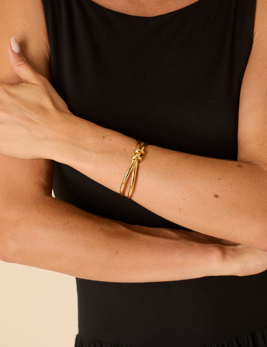Gold Plated Knotted Cuff