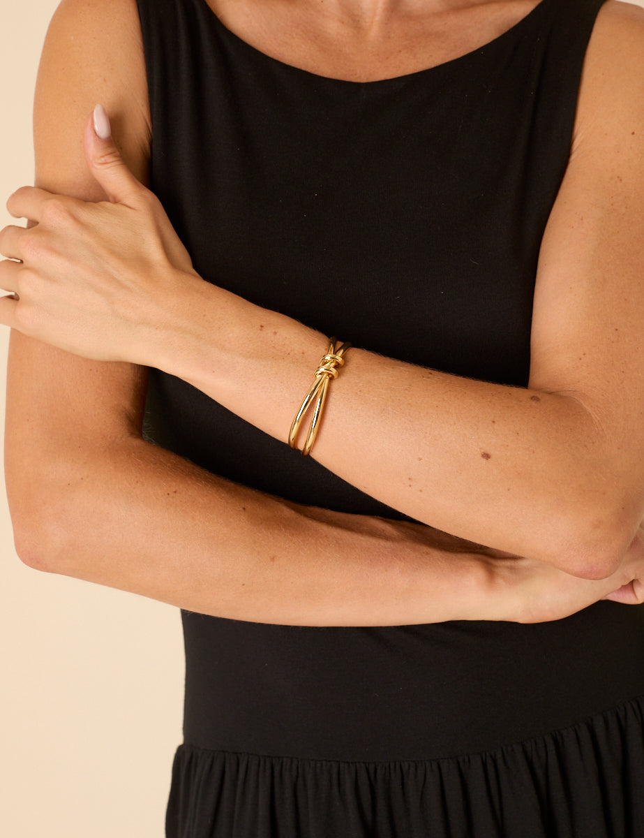 Gold Plated Knotted Cuff