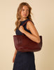 Ellyla Burgundy Woven Leather Tote Bag