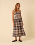 Navy and Cream Tartan Check Cora Midi Dress