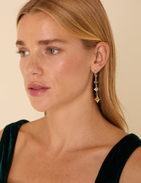 Gold Plated Star Drop Earrings