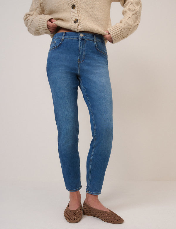Blue Mid Rise Chelsea Skinny Jeans