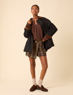 Green & Brown Check Mini Skort