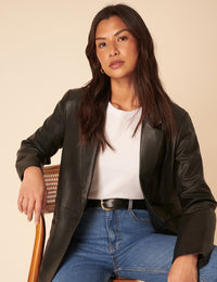 Black Leather Boyfriend Blazer