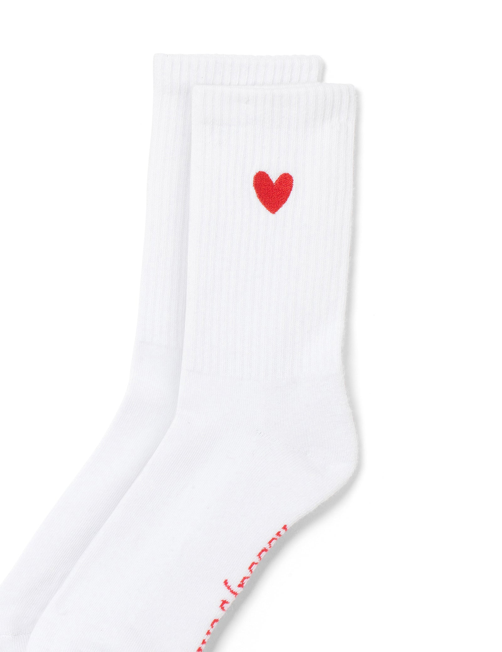White Heart Ribbed Socks