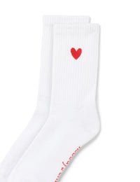 White Heart Ribbed Socks