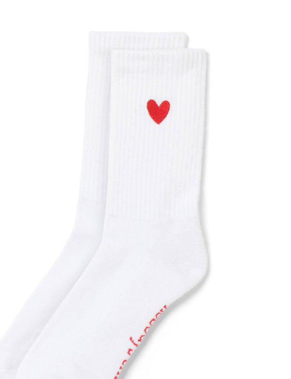 White Heart Ribbed Socks