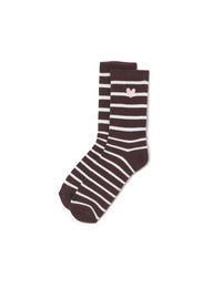 Brown & White Ribbed Socks