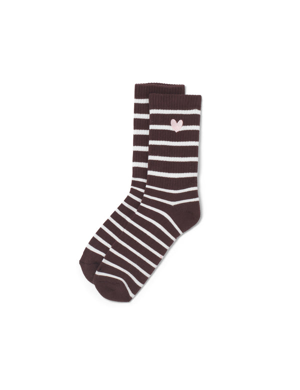 Brown & White Ribbed Socks