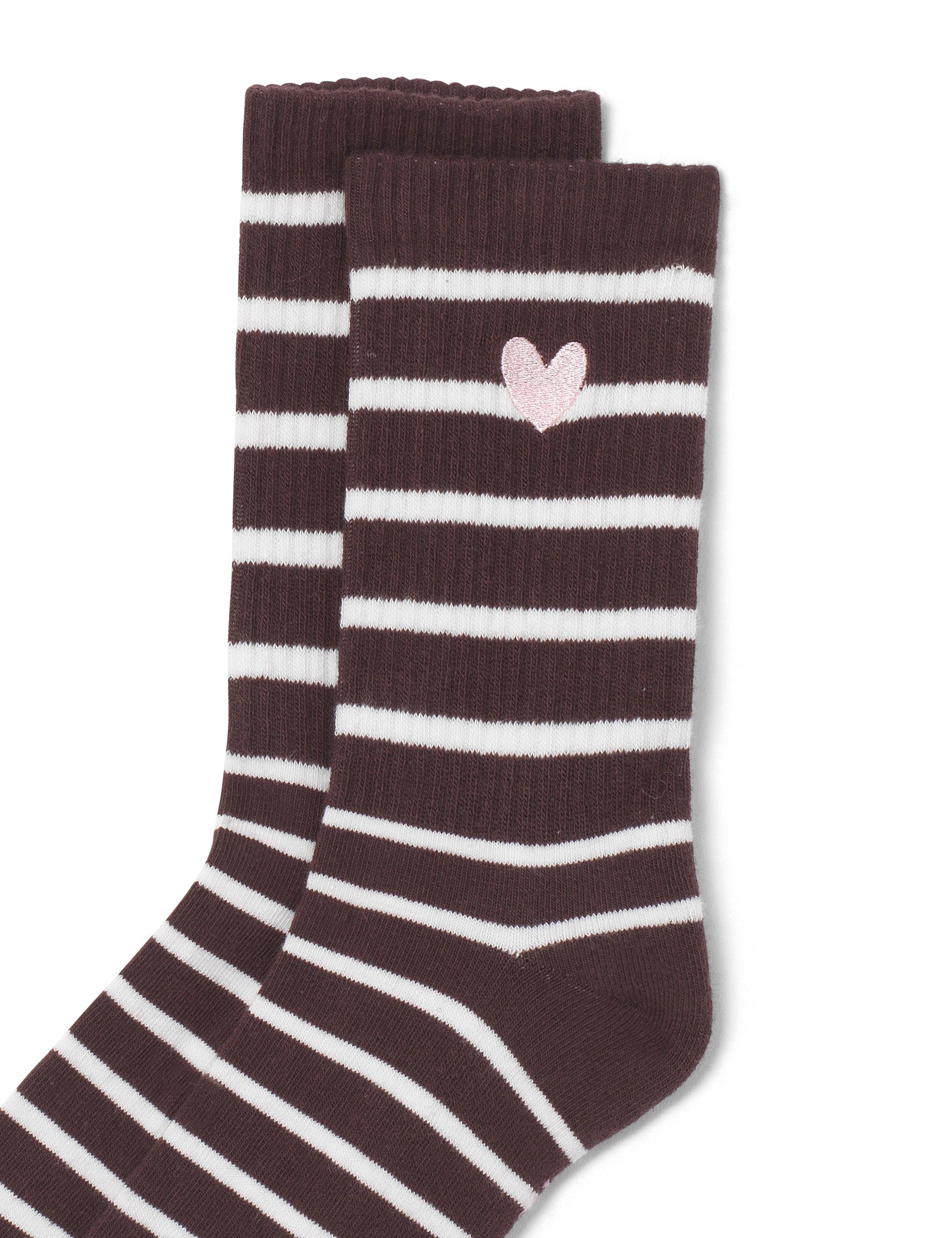 Brown & White Ribbed Socks
