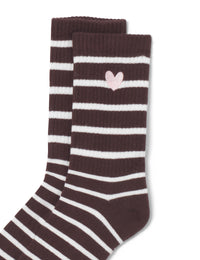 Brown & White Ribbed Socks