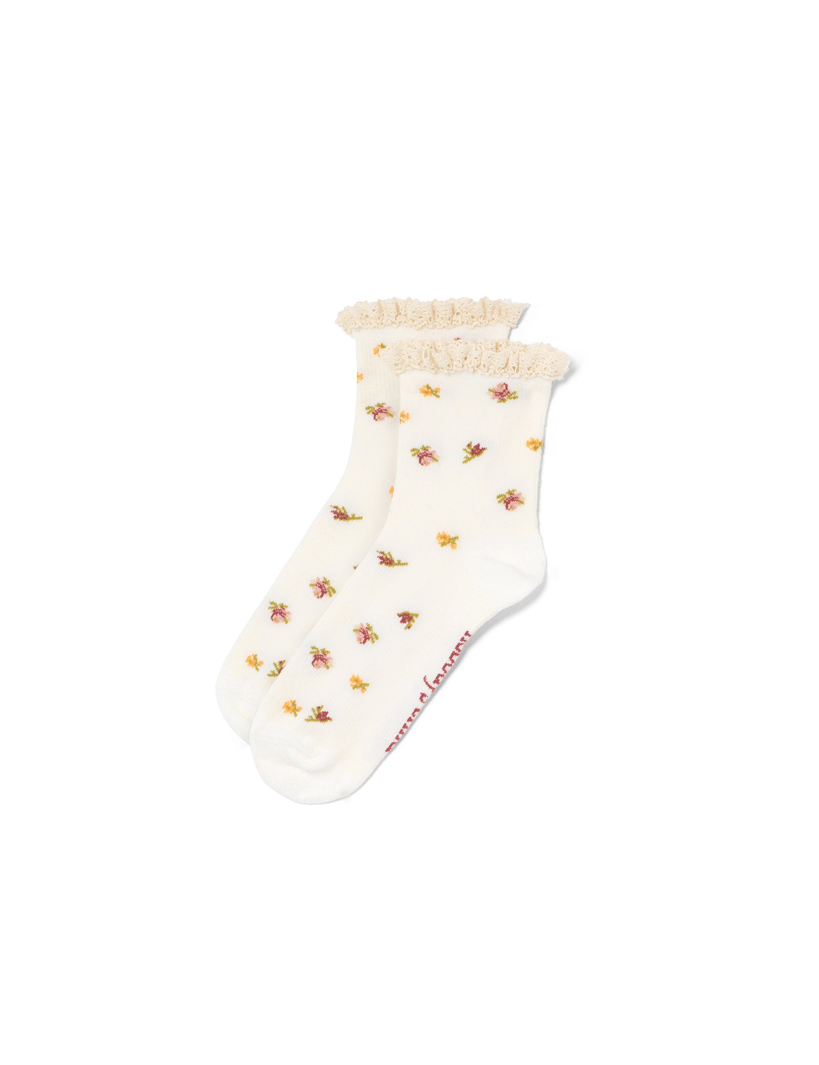 White Floral Lace Socks