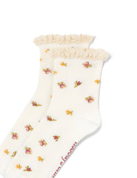 White Floral Lace Socks