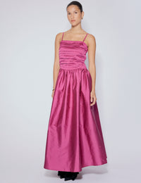 Pink Satin Bandeau Felicity Midaxi Dress